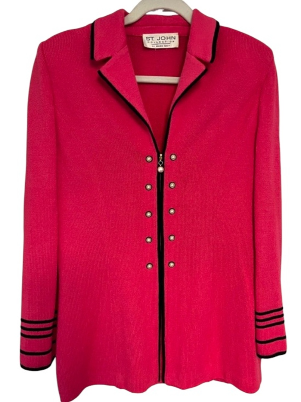 St John Collection by Marie Gray Jacket Sweater Blazer Sz 8? With Pearls